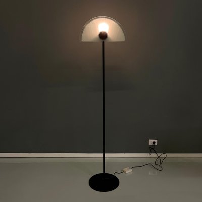 Italian Modern Floor Lamp in Matt Glass Lampshape and Black Metal, 1980s-GDD-1777385