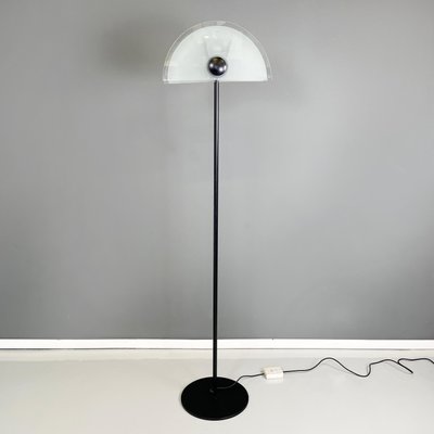 Italian Modern Floor Lamp in Matt Glass Lampshape and Black Metal, 1980s-GDD-1777385