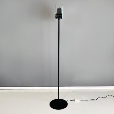 Italian Modern Floor Lamp in Matt Glass Lampshape and Black Metal, 1980s-GDD-1777385