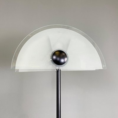 Italian Modern Floor Lamp in Matt Glass Lampshape and Black Metal, 1980s-GDD-1777385