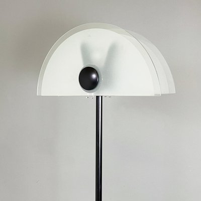 Italian Modern Floor Lamp in Matt Glass Lampshape and Black Metal, 1980s-GDD-1777385