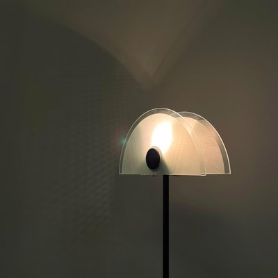 Italian Modern Floor Lamp in Matt Glass Lampshape and Black Metal, 1980s-GDD-1777385