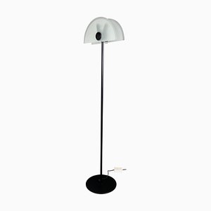 Italian Modern Floor Lamp in Matt Glass Lampshape and Black Metal, 1980s-GDD-1777385