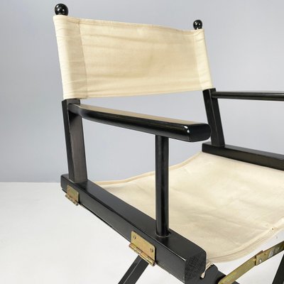 Italian Modern Folding Chairs in Black Wood and White Fabric, 1990, Set of 8-GDD-1801611