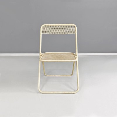 Italian Modern Folding Chairs in White Painted Metal, 1980, Set of 6-GDD-1797790