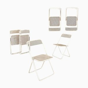 Italian Modern Folding Chairs in White Painted Metal, 1980, Set of 6-GDD-1797790