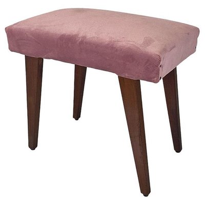 Italian Modern Footstool in Wood and Pink Velvet, 1960-GDD-1770744