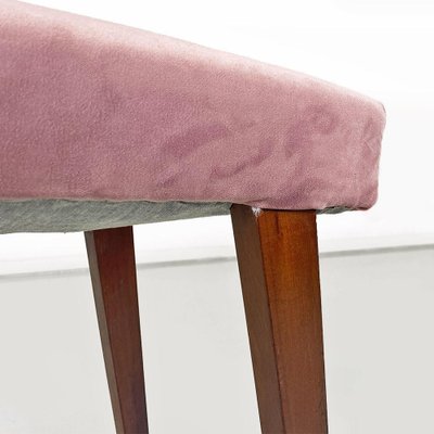 Italian Modern Footstool in Wood and Pink Velvet, 1960-GDD-1770744