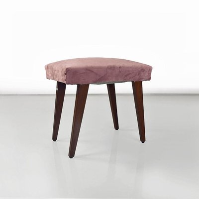 Italian Modern Footstool in Wood and Pink Velvet, 1960-GDD-1770744