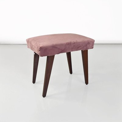 Italian Modern Footstool in Wood and Pink Velvet, 1960-GDD-1770744