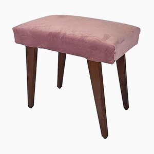 Italian Modern Footstool in Wood and Pink Velvet, 1960-GDD-1770744