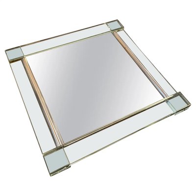 Italian Modern Heavy Glass & Silver Plated Tray, 1980s-NMK-1288819