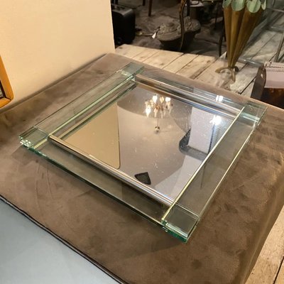 Italian Modern Heavy Glass & Silver Plated Tray, 1980s-NMK-1288819