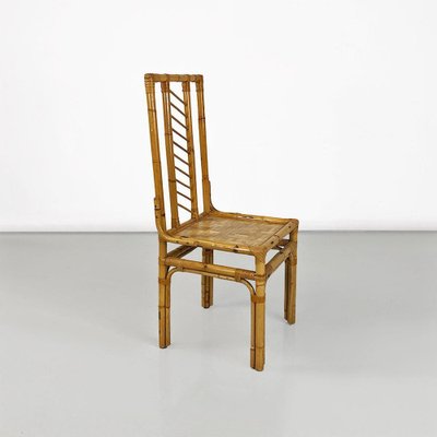 Italian Modern High-Backed Woven Rattan Chairs, 1960s, Set of 4-GDD-1797789