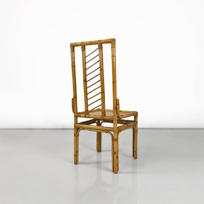 Italian Modern High-Backed Woven Rattan Chairs, 1960s, Set of 4-GDD-1797789