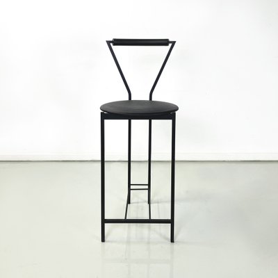 Italian Modern High Stool in Black Metal and Rubber, 1980s-GDD-1752571