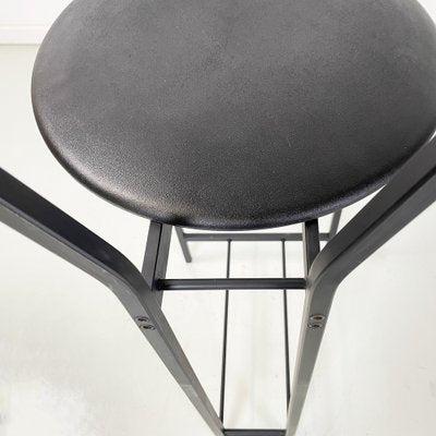 Italian Modern High Stool in Black Metal and Rubber, 1980s-GDD-1752571