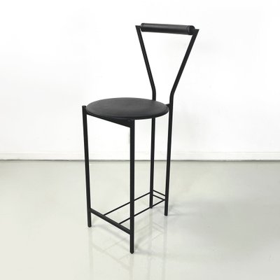 Italian Modern High Stool in Black Metal and Rubber, 1980s-GDD-1752571