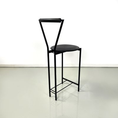 Italian Modern High Stool in Black Metal and Rubber, 1980s-GDD-1752571