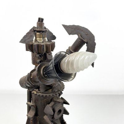 Italian Modern Industrial Human Figurine in Metal and Fused Gears, 1980s-GDD-1757577