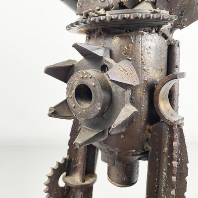 Italian Modern Industrial Human Figurine in Metal and Fused Gears, 1980s-GDD-1757577