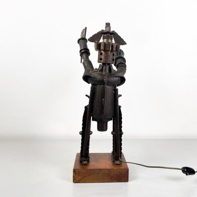 Italian Modern Industrial Human Figurine in Metal and Fused Gears, 1980s-GDD-1757577