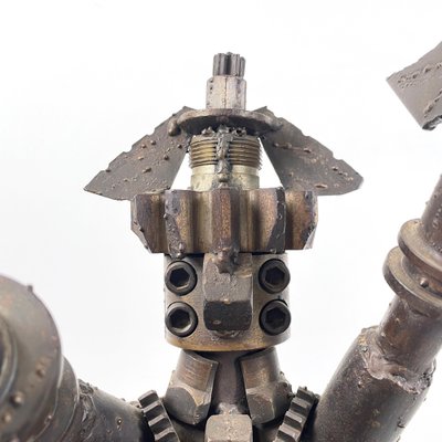 Italian Modern Industrial Human Figurine in Metal and Fused Gears, 1980s-GDD-1757577