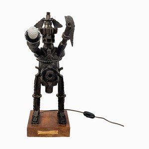 Italian Modern Industrial Human Figurine in Metal and Fused Gears, 1980s-GDD-1757577