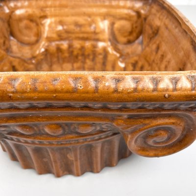 Italian Modern Ionic Capital Centerpiece Bowl in Brown Ceramic, 1980s-GDD-1779817