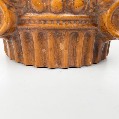 Italian Modern Ionic Capital Centerpiece Bowl in Brown Ceramic, 1980s-GDD-1779817