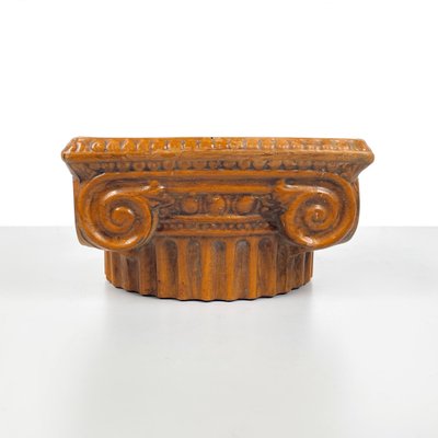 Italian Modern Ionic Capital Centerpiece Bowl in Brown Ceramic, 1980s-GDD-1779817