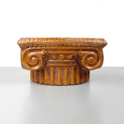 Italian Modern Ionic Capital Centerpiece Bowl in Brown Ceramic, 1980s-GDD-1779817