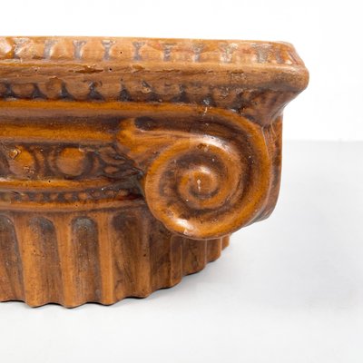 Italian Modern Ionic Capital Centerpiece Bowl in Brown Ceramic, 1980s-GDD-1779817