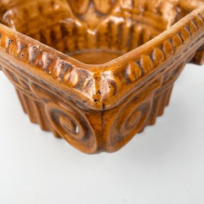 Italian Modern Ionic Capital Centerpiece Bowl in Brown Ceramic, 1980s-GDD-1779817