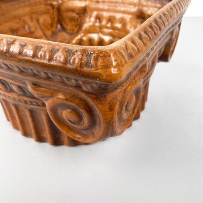 Italian Modern Ionic Capital Centerpiece Bowl in Brown Ceramic, 1980s-GDD-1779817