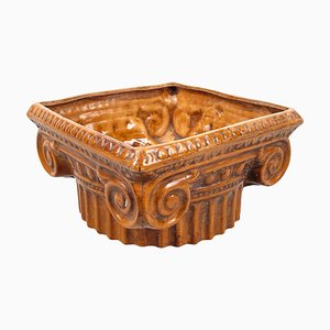 Italian Modern Ionic Capital Centerpiece Bowl in Brown Ceramic, 1980s-GDD-1779817