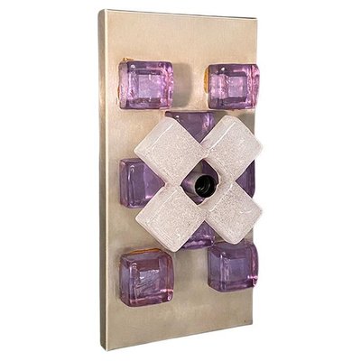 Italian Modern Metal Alexandrite Glass Cubes Lamp attributed to Angelo Brotto Esperia, 1970s-GDD-1425979