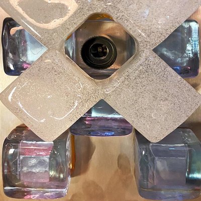 Italian Modern Metal Alexandrite Glass Cubes Lamp attributed to Angelo Brotto Esperia, 1970s-GDD-1425979