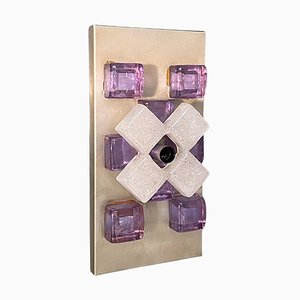 Italian Modern Metal Alexandrite Glass Cubes Lamp attributed to Angelo Brotto Esperia, 1970s-GDD-1425979