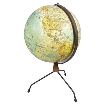 Italian Modern Metal Table Globe with Map of the World, 1960s-GDD-1761423