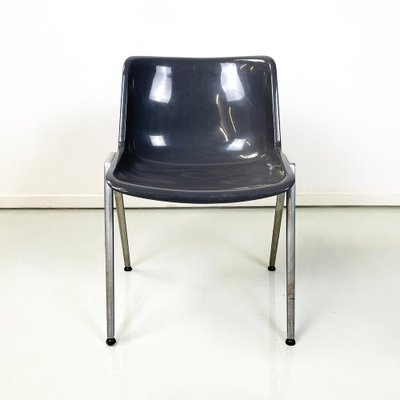 Italian Modern Modus SM 203 Chair in Gray Plastic and Aluminum attributed to Borsani Tecno, 1980s-GDD-1757584