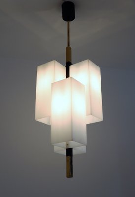 Italian Modern Pendant Light in Acrylic and Brass from Stilux Milano, 1970s-VNE-1133083