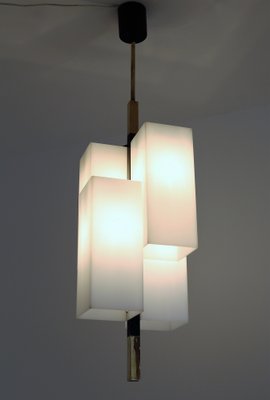 Italian Modern Pendant Light in Acrylic and Brass from Stilux Milano, 1970s-VNE-1133083