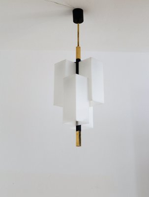 Italian Modern Pendant Light in Acrylic and Brass from Stilux Milano, 1970s-VNE-1133083