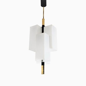 Italian Modern Pendant Light in Acrylic and Brass from Stilux Milano, 1970s-VNE-1133083