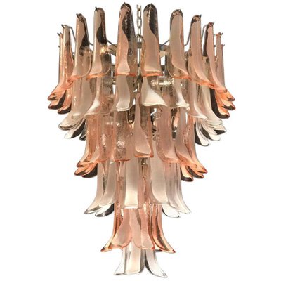 Italian Modern Pink and White Murano Glass Chandelier with Petals, 1980s-MBH-1031666