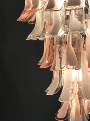 Italian Modern Pink and White Murano Glass Chandelier with Petals, 1980s-MBH-1031666