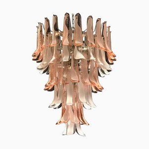 Italian Modern Pink and White Murano Glass Chandelier with Petals, 1980s-MBH-1031666