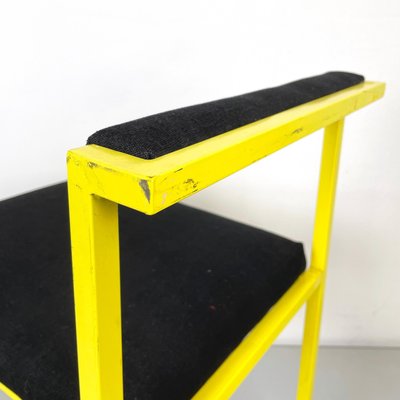 Italian Modern Rectangular Chair with Black Fabric and Yellow Metal, 1980s-GDD-1798564