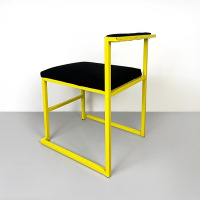 Italian Modern Rectangular Chair with Black Fabric and Yellow Metal, 1980s-GDD-1798564